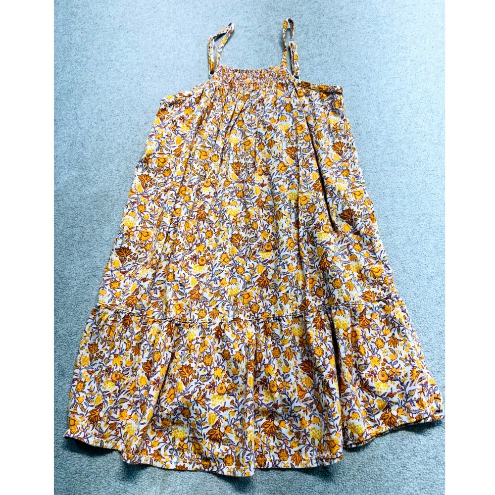Old Navy Tiered Cami Dress Kids Size S 6-7 Yellow Floral Smocked Boho Sundress